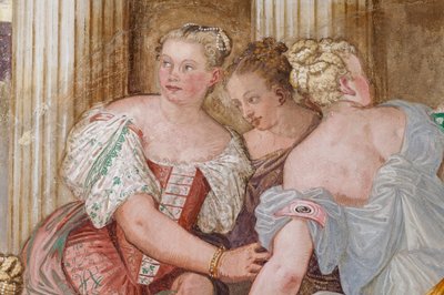 Figura femminile, (dettaglio) della Clemenza di Scipione, Sala del Camino, c.1560-65 da Giovanni Antonio Fasolo