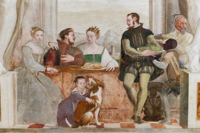Il banchetto, Sala principale, c.1570 (affresco) da Giovanni Antonio Fasolo