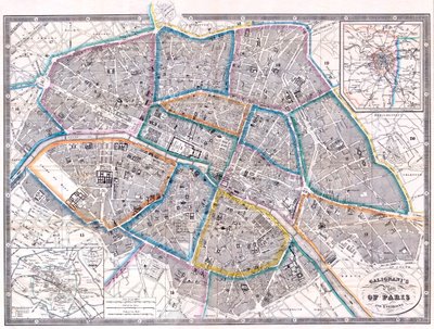 Mappa antica di Parigi da Giovanni Antonio Galignani