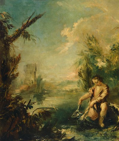 Dettaglio di Tobia e il pesce da Giovanni Antonio Guardi