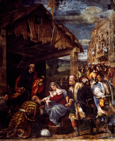 Adorazione dei Magi, ca. 1530, di Pordenone, Cappella dei Magi, Chiesa di Santa Maria di Campagna, Piacenza, Emilia-Romagna. (dettaglio) da Giovanni Antonio Pordenone