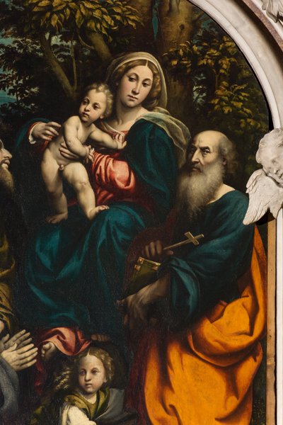 Altare di Santa Caterina, Madonna con Bambino tra i santi Filippo e Giacomo e il donatore Giacomo Schizzi, Il Pordenone 1522, (dettaglio) da Giovanni Antonio Pordenone
