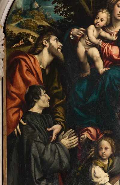 Altare di Santa Caterina, Madonna col Bambino tra i Santi Filippo e Giacomo e il donatore Giacomo Schizzi (dettaglio) da Giovanni Antonio Pordenone