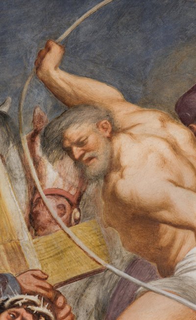 Navata centrale, seconda campata sud, Gesù cade sotto la croce, Il Pordenone da Giovanni Antonio Pordenone