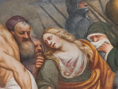 Navata centrale, seconda campata sud, Gesù cade sotto la croce, Il Pordenone da Giovanni Antonio Pordenone