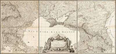 Mappa del 1774 del Mar Nero con le parti adiacenti degli Imperi turco e russo da Giovanni Antonio Rizzi Zannoni