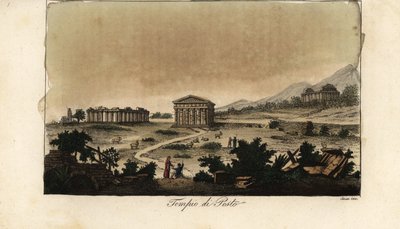 Vista dei templi greci antichi di Hera a Paestum, Italia da Giovanni Antonio Sasso