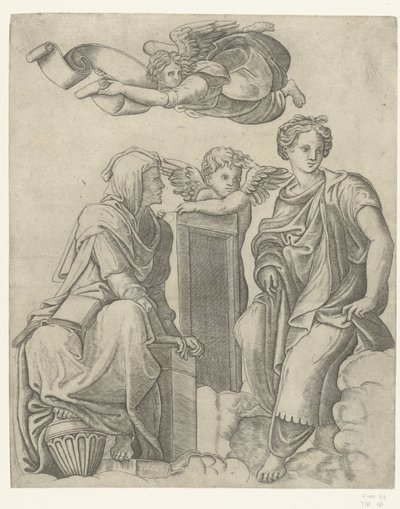 Due sibille e angelo e putto da Giovanni Antonio da Brescia (attributed to)