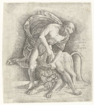 Ercole che combatte il leone di Nemea da Giovanni Antonio da Brescia