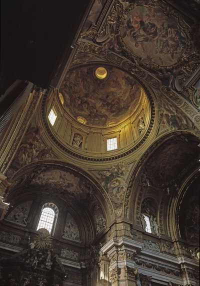 Vista della cupola e degli affreschi di Baciccia, Chiesa del Gesù a Roma da Giovanni Battista  Gaulli