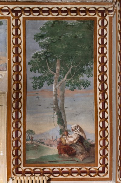 Alloggi degli ospiti, stanza delle scene rurali: "Paesaggio con un contadino seduto" da Giovanni Battista Tiepolo