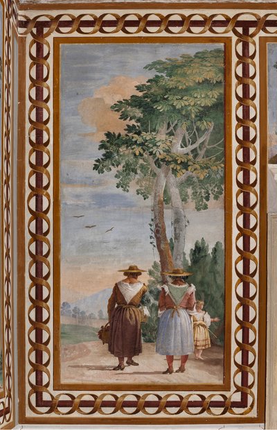 Alloggi degli ospiti, stanza delle scene rurali: "Paesaggio con contadini" da Giovanni Battista Tiepolo
