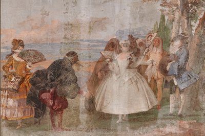 Alloggi degli ospiti, la stanza delle scene di carnevale: "Pantalone e Colombina", una scena con maschere da Giovanni Battista Tiepolo
