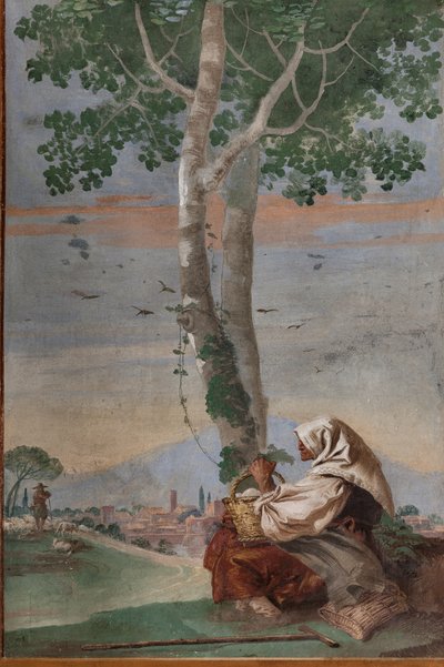 Vecchia contadina con un cesto di uova, dalla Foresteria da Giovanni Battista Tiepolo