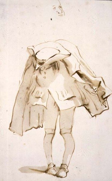 Caricatura di un uomo con la testa piegata, forse un gobbo da Giovanni Battista Tiepolo