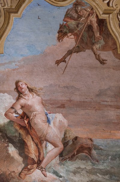 Palazzina: seconda stanza o stanza di Ariosto con affreschi che rappresentano episodi di "Orlando Furioso": "Ruggiero salva Angelica dal mostro marino" da Giovanni Battista Tiepolo