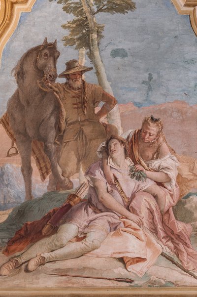 Palazzina: seconda stanza o stanza di Ariosto con affreschi che rappresentano episodi da "Orlando Furioso": "Angelica cura le ferite di Medoro" da Giovanni Battista Tiepolo