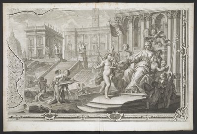 Figura femminile incoronata, dalla Nuova Pianta di Roma, data in luce da G. Nolli da Giovanni Battista (after) Nolli