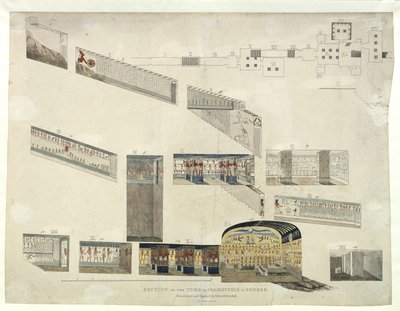 Sezione della tomba di Psammuthis a Tebe, scoperta e aperta da Belzoni nel 1818 da Giovanni Battista Belzoni