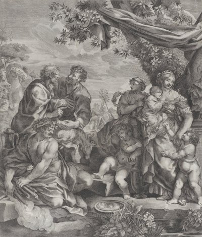 Scena allegorica con agnello sacrificale, 1640-70 da Giovanni Battista Bonacina