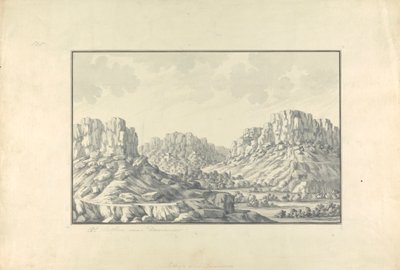 Vista di città collinari o rovine vicino a Damasco da Giovanni Battista Borra