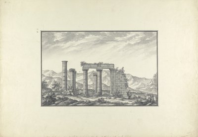 Veduta delle rovine di un tempio ionico a Sardi, probabilmente il Tempio di Nettuno, c.1750 da Giovanni Battista Borra