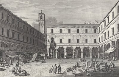 Vista della piazza del mercato vicino alla chiesa di San Giacomo da Giovanni Battista Brostoloni