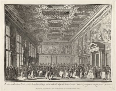 Ricevimento degli Ambasciatori Stranieri dal Doge nella Sala del Collegio da Giovanni Battista Brustolon after Canaletto