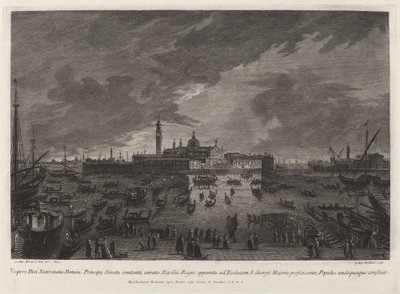Processione della vigilia di Natale a San Giorgio Maggiore da Giovanni Battista Brustolon after Giovanni Battista Moretti