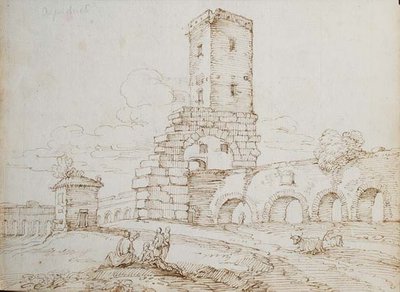 Figure davanti a un acquedotto da Giovanni Battista Busiri