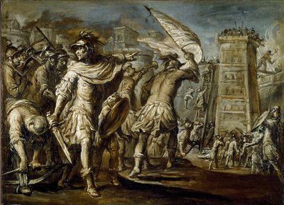 Prima crociata: Il condottiero genovese Guglielmo Embriaco durante la cattura di Gerusalemme da Giovanni Battista Carlone