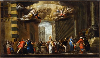 San Siro vince il Basilisco, Schizzo per la Chiesa di San Siro a Genova, c.1683 da Giovanni Battista Carlone