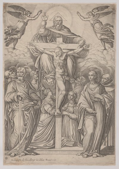 La Trinità, con la Crocifissione al Centro e Santi ai Lati da Giovanni Battista Cavalieri