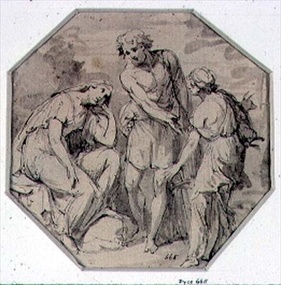 Un uomo e due donne che conversano da Giovanni Battista Cipriani