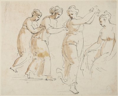 Una ninfa seduta e tre ninfe danzanti da Giovanni Battista Cipriani