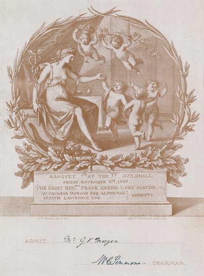 Invito a un banchetto alla Guildhall, Londra, il 9 novembre 1900 da Giovanni Battista Cipriani