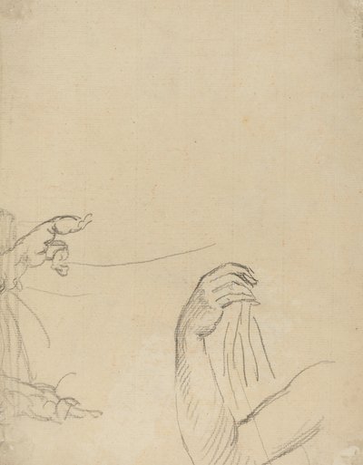 Studio di due putti e un braccio drappeggiato (verso) da Giovanni Battista Cipriani