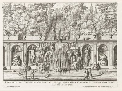 Cascata e Teatro delle Acque nei giardini della Villa Torlonia a Frascati da Giovanni Battista Falda