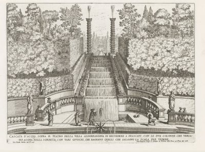 Cascata nei giardini della Villa Aldobrandini a Frascati da Giovanni Battista Falda