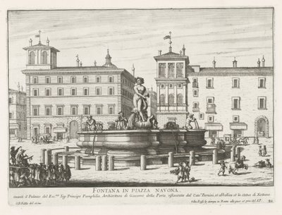 Fontana del Moro a Piazza Navona a Roma da Giovanni Battista Falda