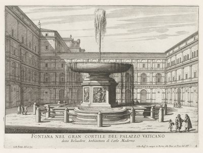 Fontana nel Cortile del Belvedere in Vaticano (serie Fontane di Roma) da Giovanni Battista Falda