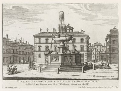 Fontana su Piazza Santa Maria in Trastevere da Giovanni Battista Falda