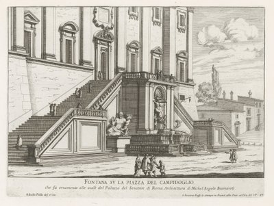 Fontana davanti al Palazzo Senatorio sul Campidoglio a Roma da Giovanni Battista Falda