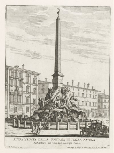 Fontana dei Quattro Fiumi in Piazza Navona a Roma da Giovanni Battista Falda