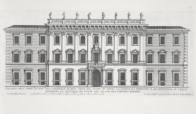 Vista della facciata di Palazzo Chigi, Roma, progettato da Matteo di Castello, Carlo Maderno (1556-1629) e Giovanni Bernini (1598-1680) da Giovanni Battista Falda
