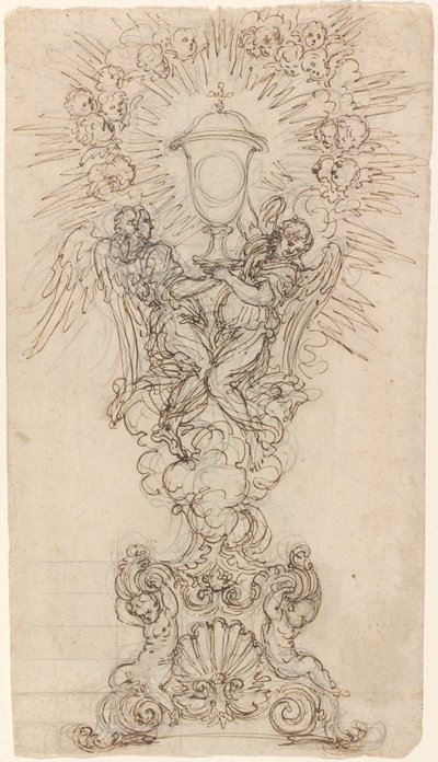 Una pisside con due angeli che sostengono un calice da Giovanni Battista Foggini