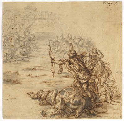 Scena di battaglia fuori da una città murata da Giovanni Battista Foggini