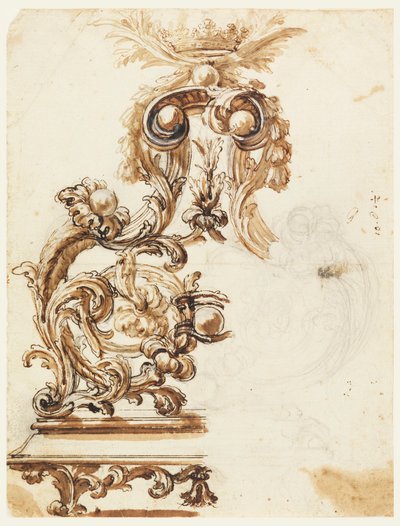 Disegno, progetto per un ornamento in bronzo dorato, 1680-1700 da Giovanni Battista Foggini