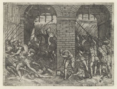 Soldati romani invadono Crustumerium da Giovanni Battista Fontana