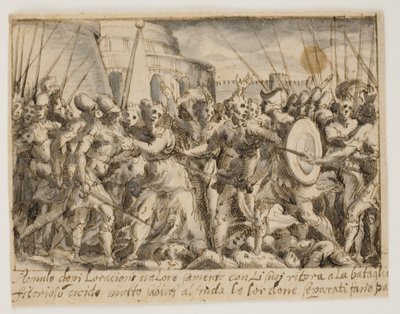 Le Sabine negoziano la pace tra i Romani e i Sabini da Giovanni Battista Fontana